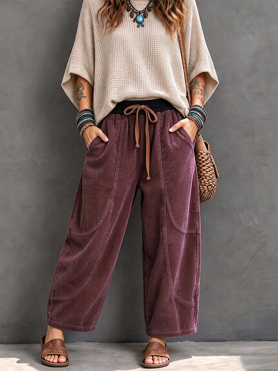 🖤 BLACK FRIDAY SALE 🖤 ☁️ Women's Corduroy Harem Pants | Elastic Waist & Relaxed Fit