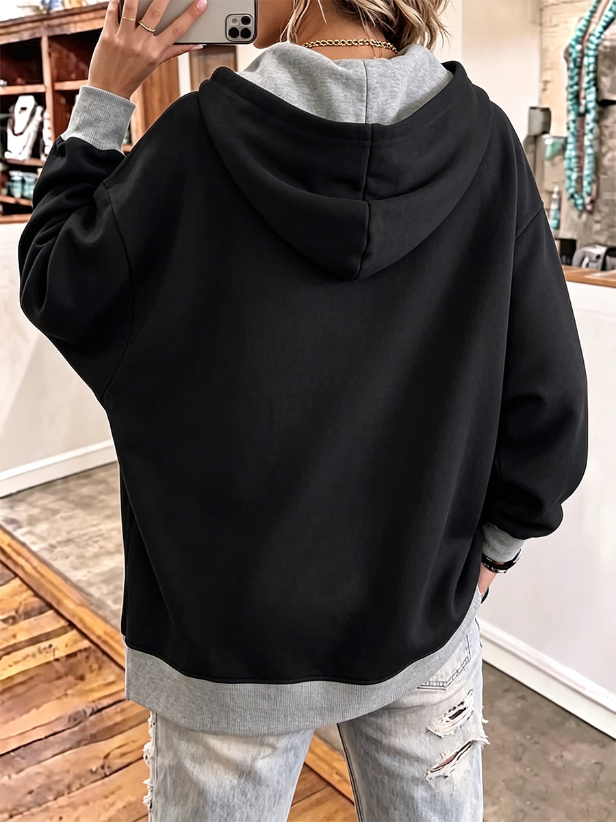 🔥 FINAL HOURS — Women's Color-Block Hooded Sweatshirt | Oversized Comfort & Effortless Everyday Style