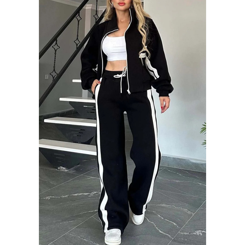 💖Limited Sale 50% OFF💖Women's Striped Zipper Jacket & Casual Pants 2-Piece Set