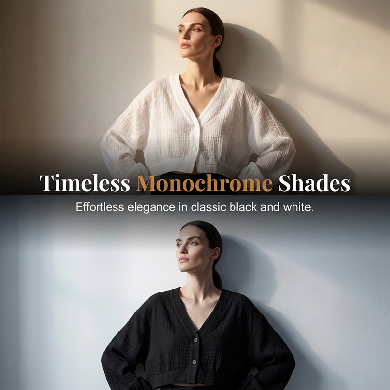 🔥 FINAL HOURS — Women's Lightweight V-Neck Shirt | Lantern Sleeves & Sheer Layer