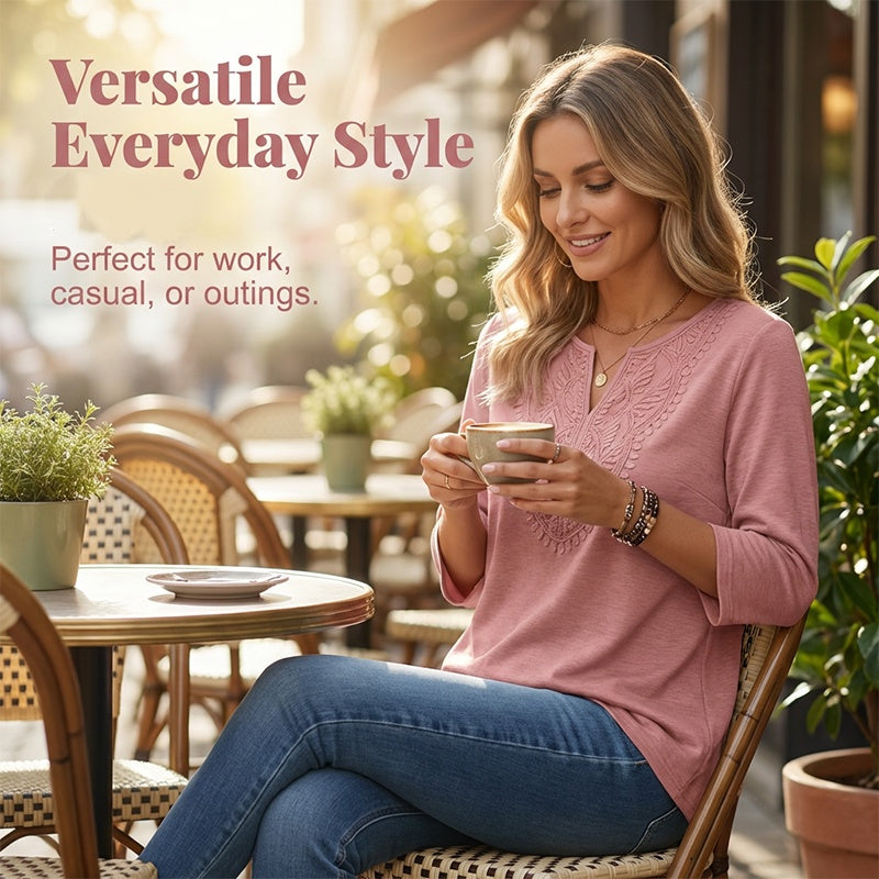 🔥 FINAL HOURS — Women's Lace-Trim V-Neck Blouse | Flattering Drape for Work & Weekend