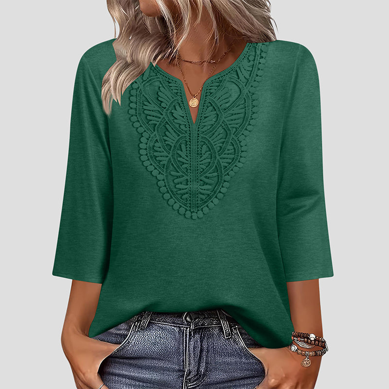 🔥 FINAL HOURS — Women's Lace-Trim V-Neck Blouse | Flattering Drape for Work & Weekend