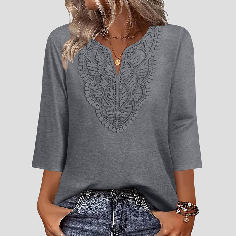 🔥 FINAL HOURS — Women's Lace-Trim V-Neck Blouse | Flattering Drape for Work & Weekend