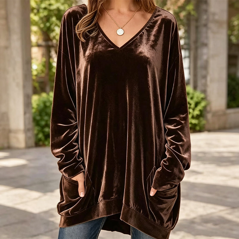 🔥 FINAL HOURS — Women's V-Neck Velvet Blouse | Long-Sleeve Cozy Comfort & Sophisticated Style