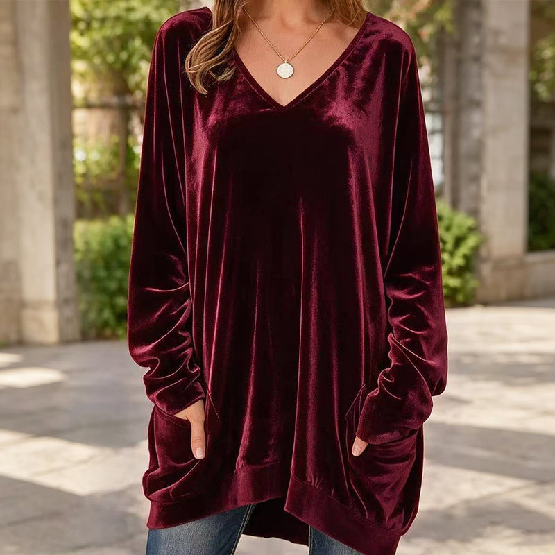 🔥 FINAL HOURS — Women's V-Neck Velvet Blouse | Long-Sleeve Cozy Comfort & Sophisticated Style