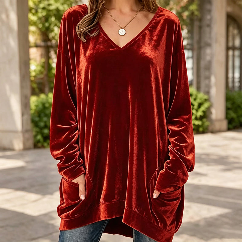🔥 FINAL HOURS — Women's V-Neck Velvet Blouse | Long-Sleeve Cozy Comfort & Sophisticated Style