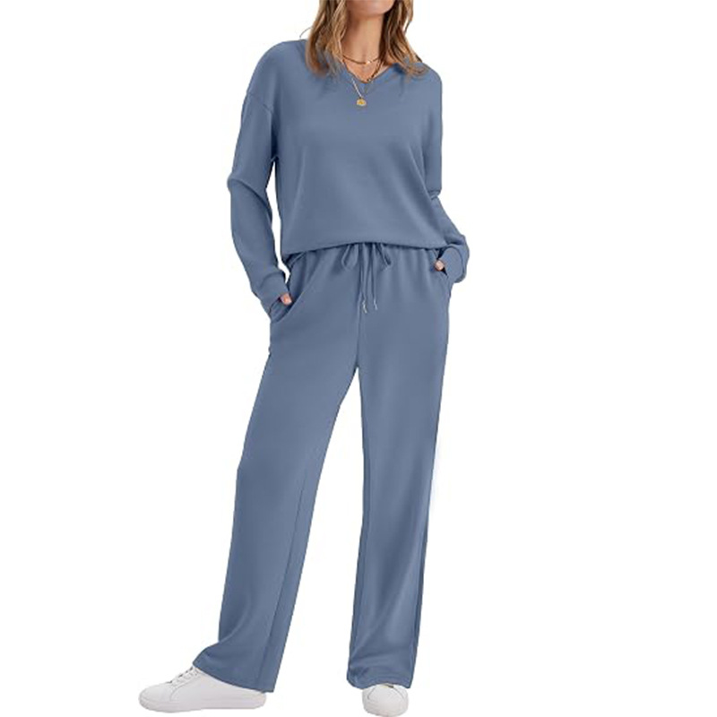 🖤 BLACK FRIDAY SALE 🖤 ☁️ Women's V-Neck Knit Lounge Set | Relaxed Top & Pants for Effortless Comfort