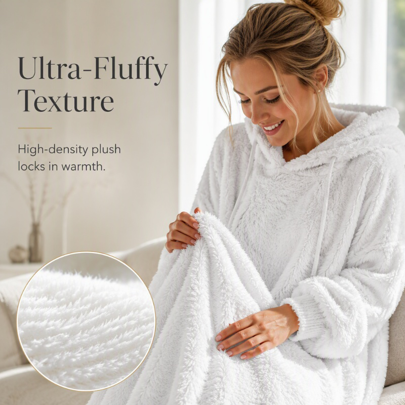 🖤 BLACK FRIDAY SALE 🖤 ☁️ Women's Plush Hooded Maxi Lounge Dress | Cozy Warmth & Relaxed Comfort