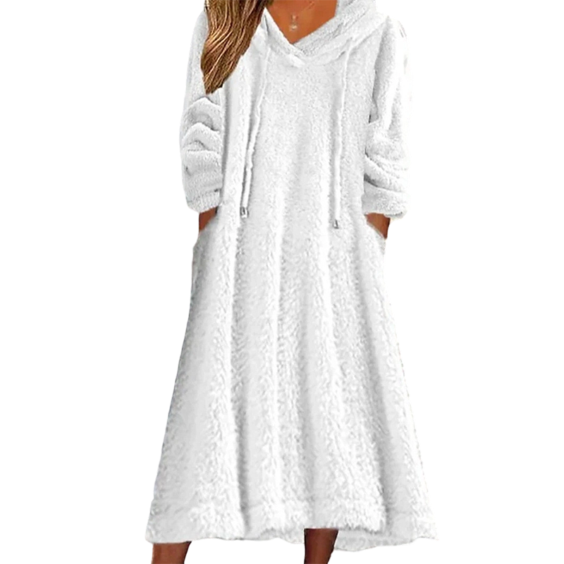 🖤 BLACK FRIDAY SALE 🖤 ☁️ Women's Plush Hooded Maxi Lounge Dress | Cozy Warmth & Relaxed Comfort