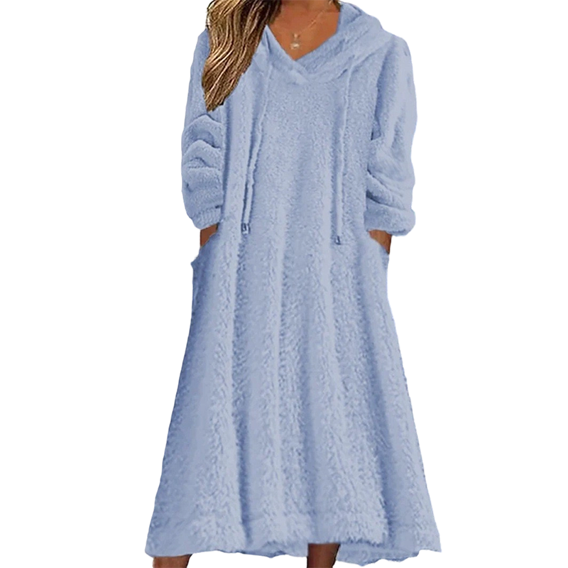 🖤 BLACK FRIDAY SALE 🖤 ☁️ Women's Plush Hooded Maxi Lounge Dress | Cozy Warmth & Relaxed Comfort