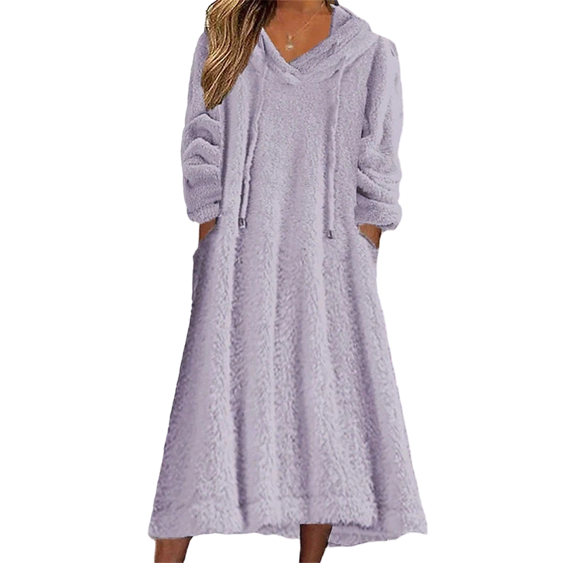 🖤 BLACK FRIDAY SALE 🖤 ☁️ Women's Plush Hooded Maxi Lounge Dress | Cozy Warmth & Relaxed Comfort