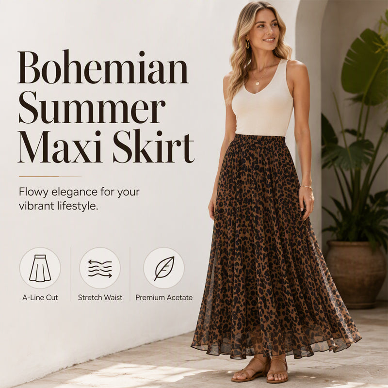 🔥 FINAL HOURS — Women's Print A-Line Maxi Skirt | Flowy Silhouette & Flattering Everyday Style
