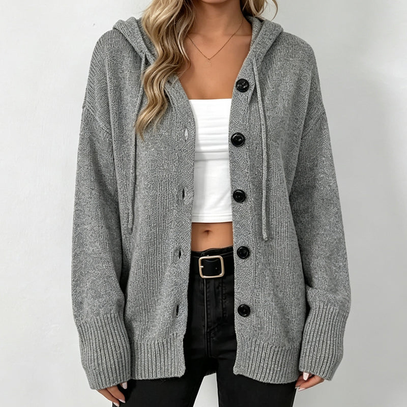 🖤 BLACK FRIDAY SALE 🖤 ☁️ Women's Hooded Button-Up Knit Cardigan | Cozy Comfort & Effortless Style