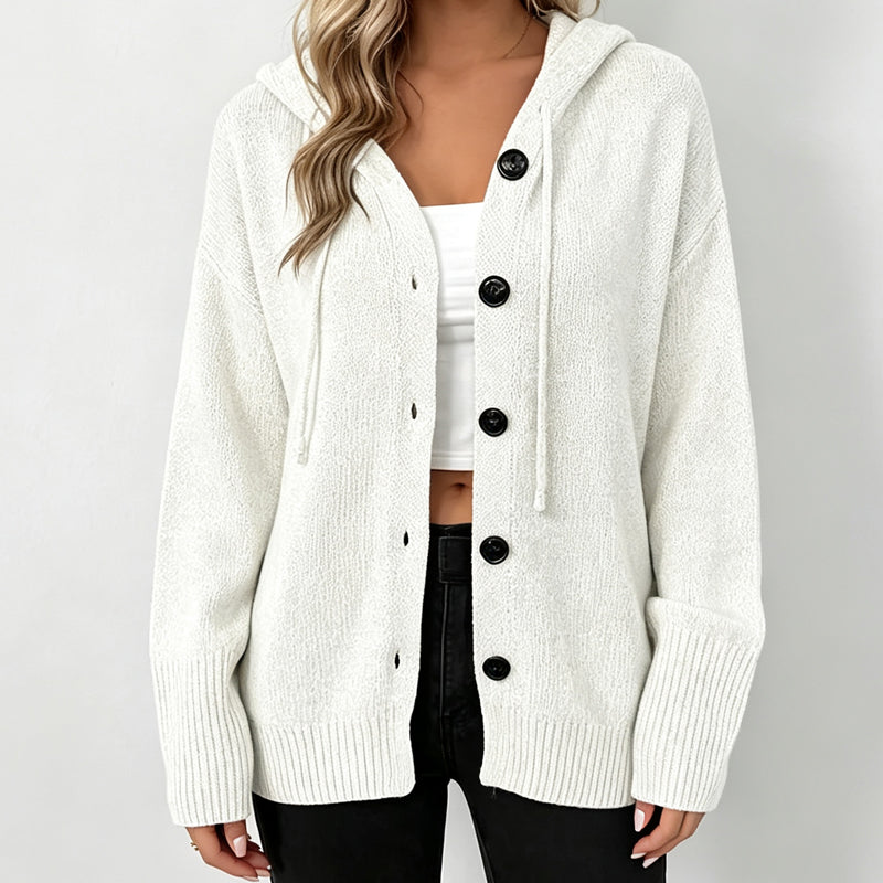 🖤 BLACK FRIDAY SALE 🖤 ☁️ Women's Hooded Button-Up Knit Cardigan | Cozy Comfort & Effortless Style