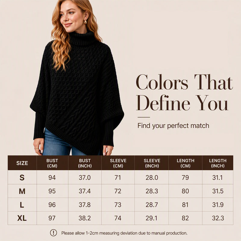 🚨 LIMITED TIME: 50% OFF —Women's Cable Knit Poncho Sweater