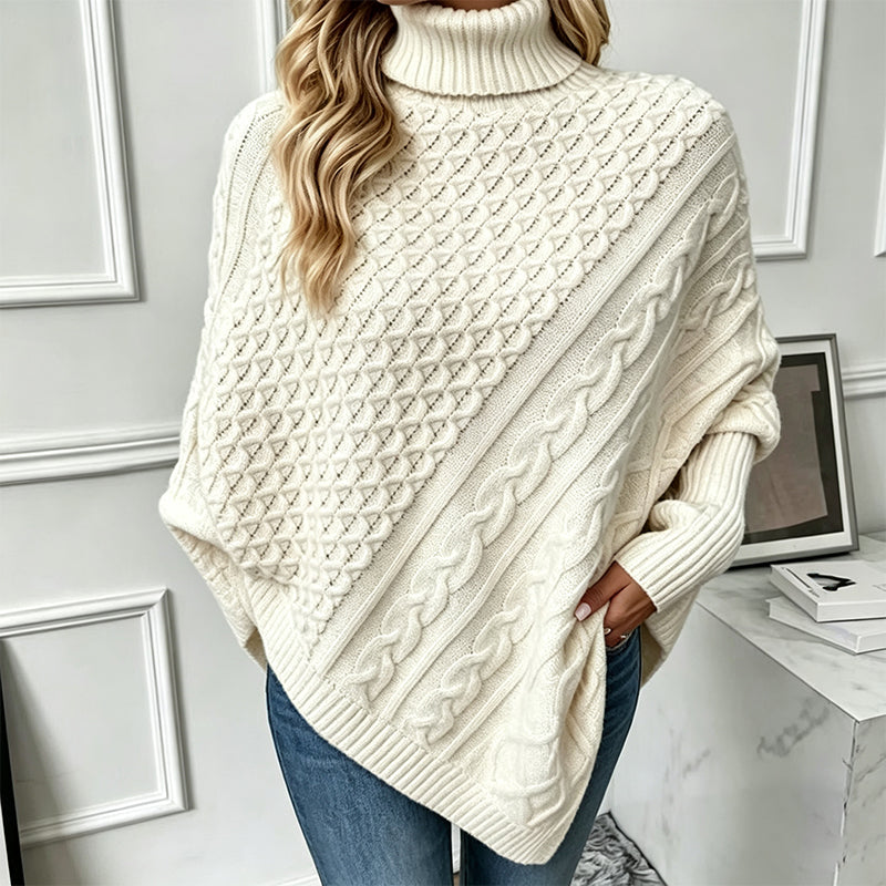 🚨 LIMITED TIME: 50% OFF —Women's Cable Knit Poncho Sweater