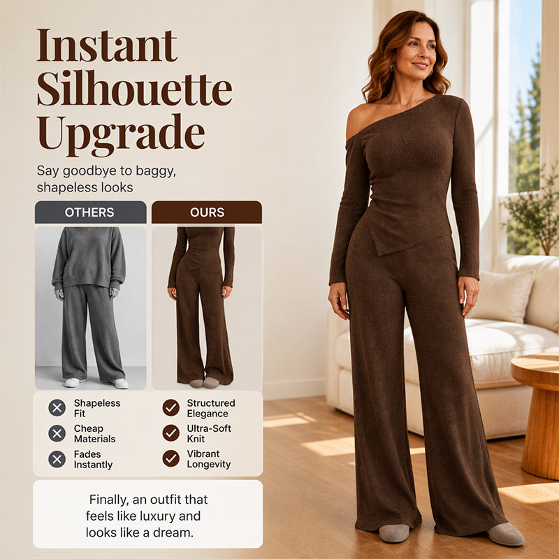 🔥 FINAL HOURS — Women's Off-Shoulder Top & Wide-Leg Pants Set | Chic & Effortless Style