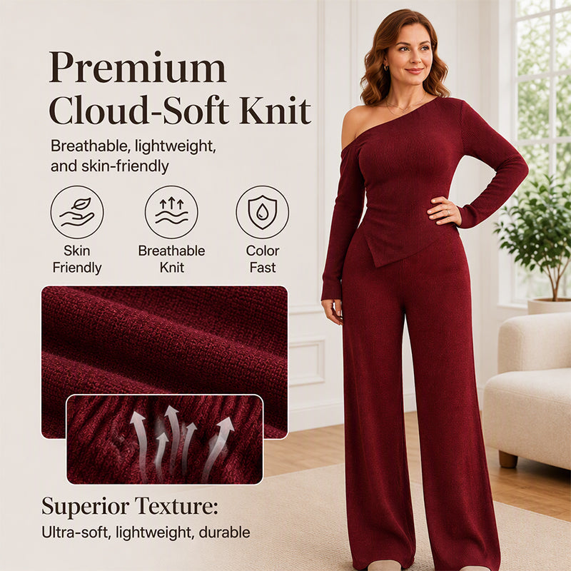 🔥 FINAL HOURS — Women's Off-Shoulder Top & Wide-Leg Pants Set | Chic & Effortless Style
