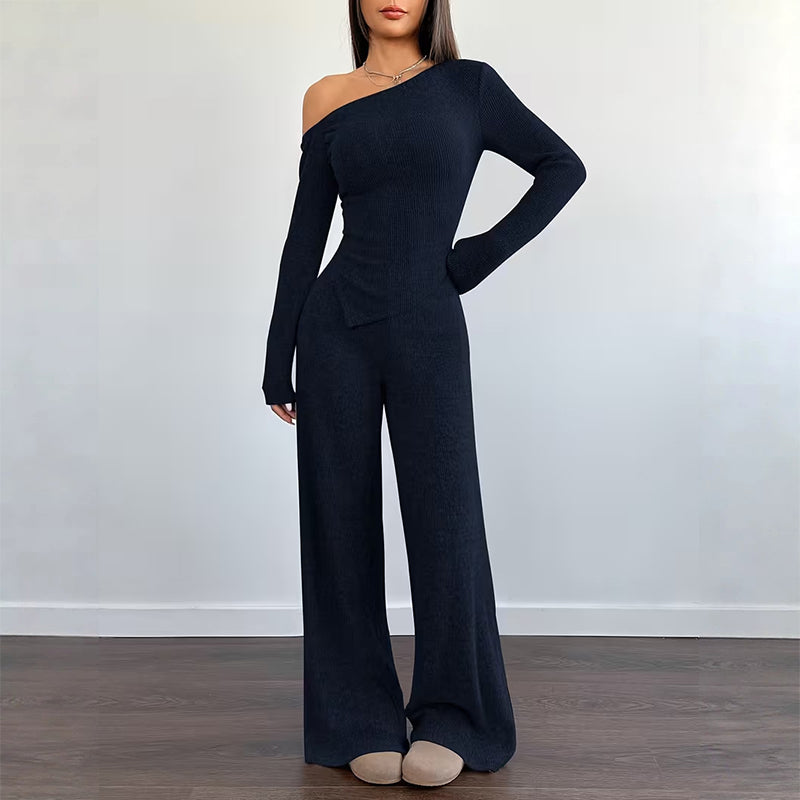 🔥 FINAL HOURS — Women's Off-Shoulder Top & Wide-Leg Pants Set | Chic & Effortless Style