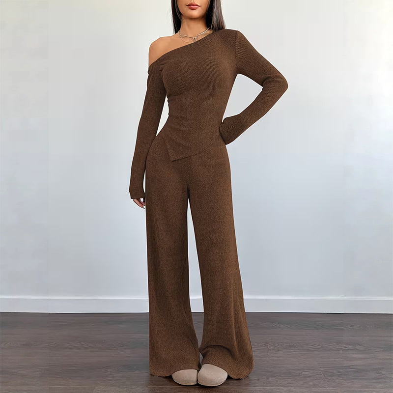 🔥 FINAL HOURS — Women's Off-Shoulder Top & Wide-Leg Pants Set | Chic & Effortless Style