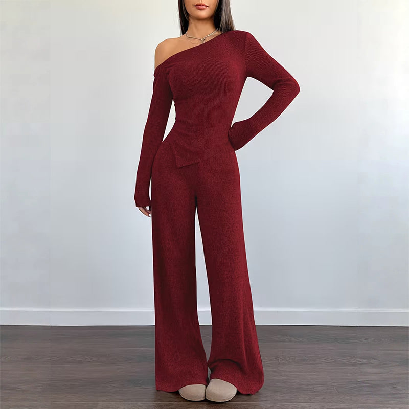 🔥 FINAL HOURS — Women's Off-Shoulder Top & Wide-Leg Pants Set | Chic & Effortless Style