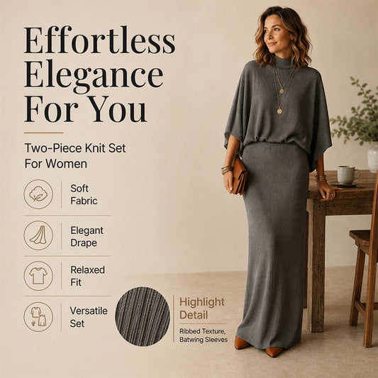 🖤 BLACK FRIDAY SALE 🖤 ☁️ Women's Batwing Sleeve Top & Maxi Skirt Set | Flowy Silhouette & Effortless Elegance