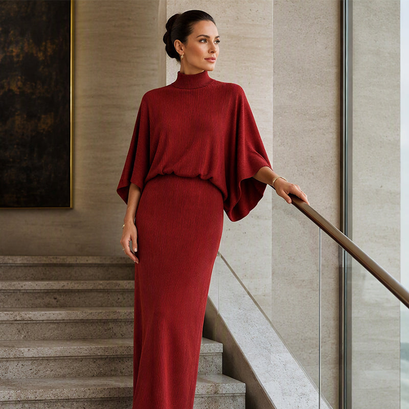🖤 BLACK FRIDAY SALE 🖤 ☁️ Women's Batwing Sleeve Top & Maxi Skirt Set | Flowy Silhouette & Effortless Elegance