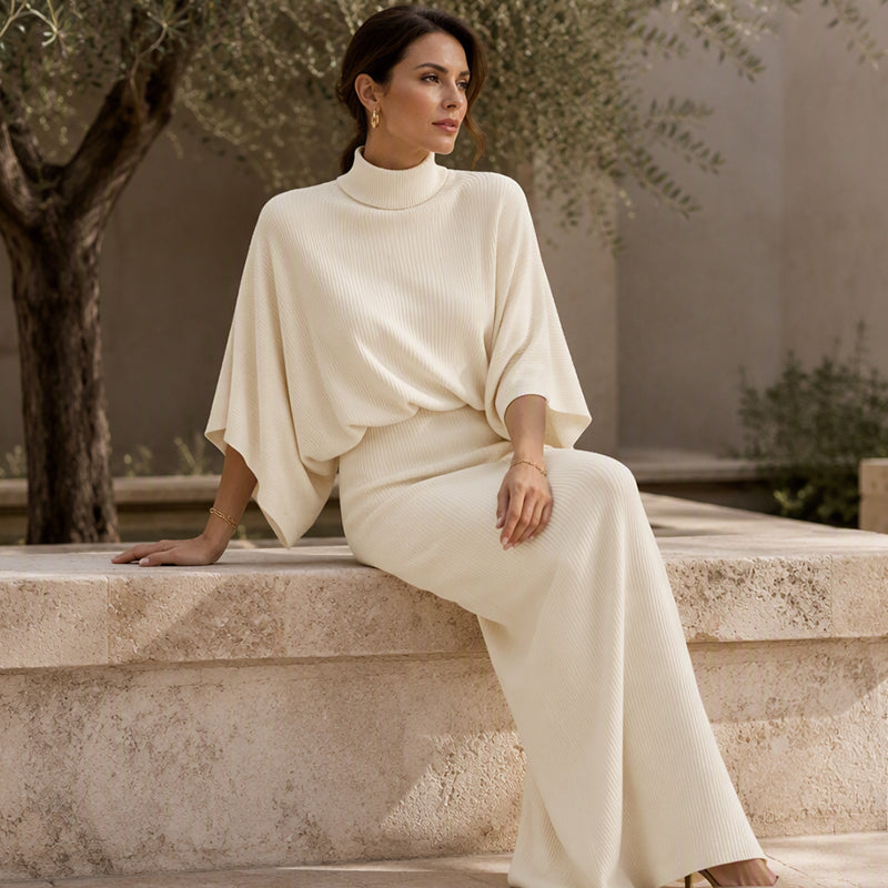 🖤 BLACK FRIDAY SALE 🖤 ☁️ Women's Batwing Sleeve Top & Maxi Skirt Set | Flowy Silhouette & Effortless Elegance
